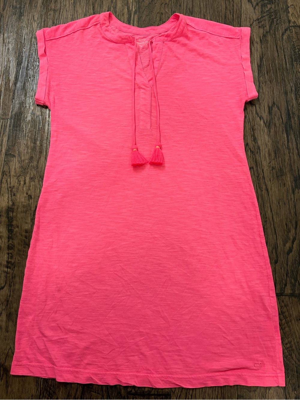 Vineyard Vines Neon Pink Tassel Tie Casual Knit Dress